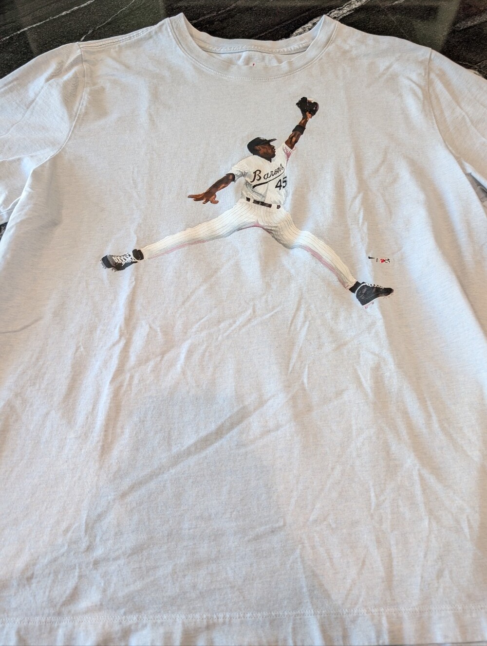 Nike Jordan Very Light Grey Graphic Baseball Player Tee